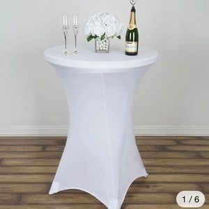 3 White Cocktail Spandex Table Covers
